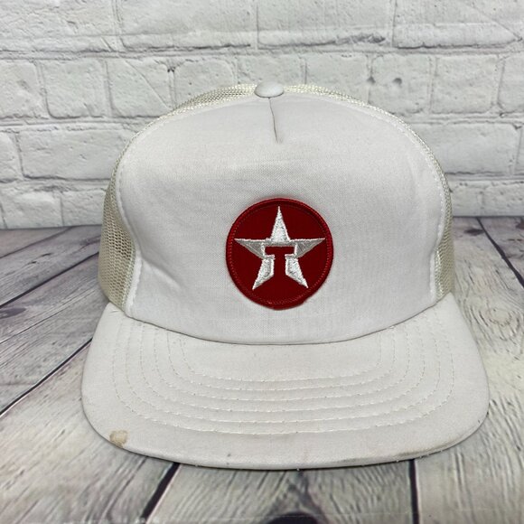 Vintage Texaco Trucker Hat Mesh Cap Snapback White Patch Oilfield - CRACKED BILL - Picture 5 of 12